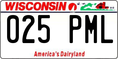 WI license plate 025PML