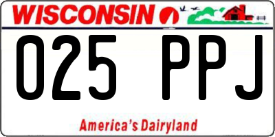 WI license plate 025PPJ