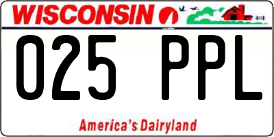 WI license plate 025PPL