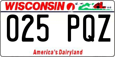 WI license plate 025PQZ