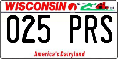 WI license plate 025PRS