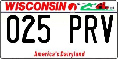WI license plate 025PRV
