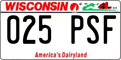 WI license plate 025PSF