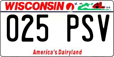 WI license plate 025PSV