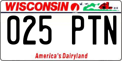 WI license plate 025PTN