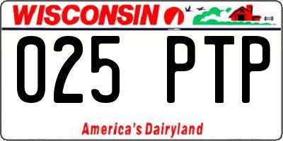 WI license plate 025PTP