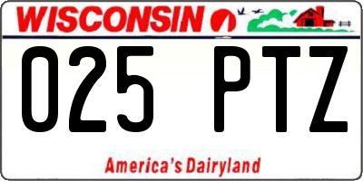 WI license plate 025PTZ