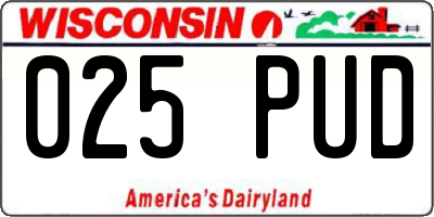 WI license plate 025PUD