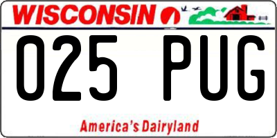 WI license plate 025PUG