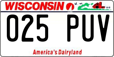 WI license plate 025PUV