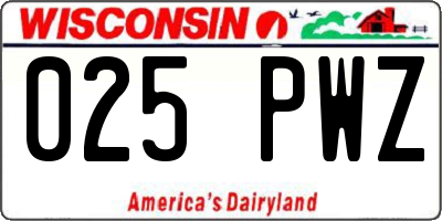 WI license plate 025PWZ