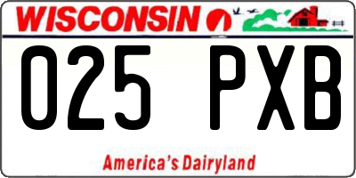WI license plate 025PXB