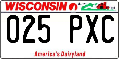 WI license plate 025PXC