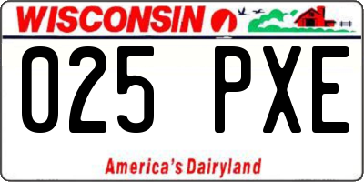 WI license plate 025PXE