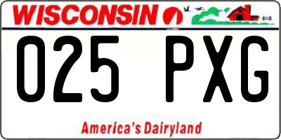 WI license plate 025PXG