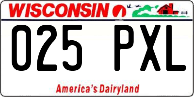 WI license plate 025PXL