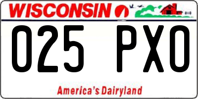 WI license plate 025PXO