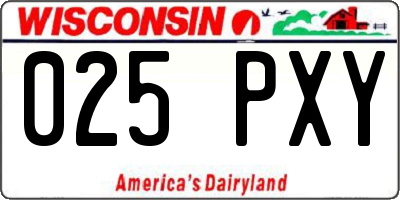 WI license plate 025PXY