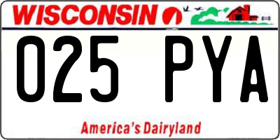 WI license plate 025PYA