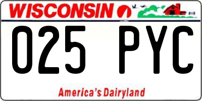WI license plate 025PYC