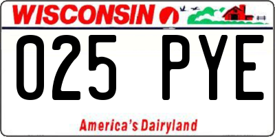 WI license plate 025PYE