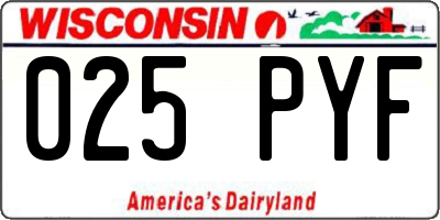WI license plate 025PYF