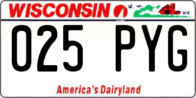 WI license plate 025PYG