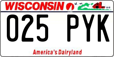 WI license plate 025PYK