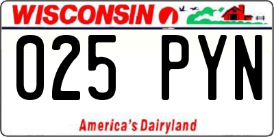 WI license plate 025PYN