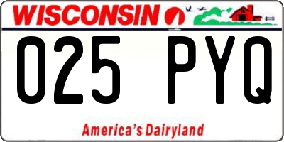 WI license plate 025PYQ