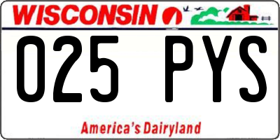 WI license plate 025PYS