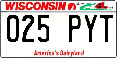 WI license plate 025PYT