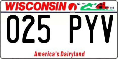 WI license plate 025PYV