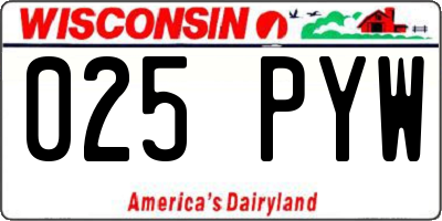 WI license plate 025PYW
