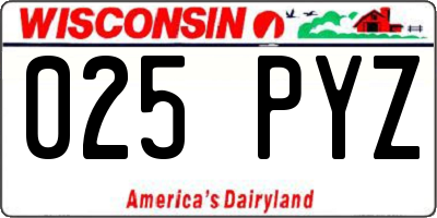 WI license plate 025PYZ
