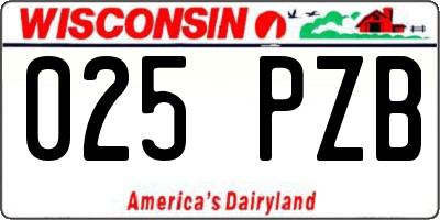 WI license plate 025PZB
