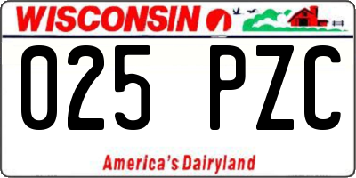WI license plate 025PZC