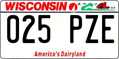 WI license plate 025PZE