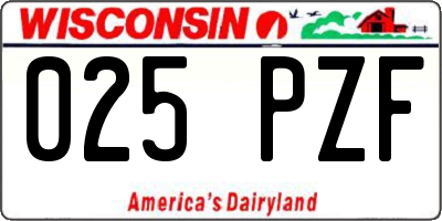 WI license plate 025PZF