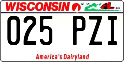 WI license plate 025PZI
