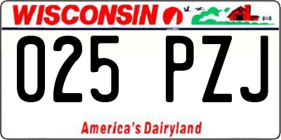 WI license plate 025PZJ