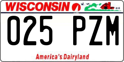 WI license plate 025PZM