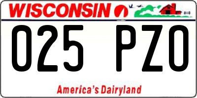 WI license plate 025PZO