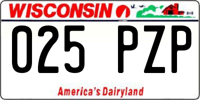 WI license plate 025PZP