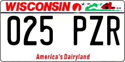WI license plate 025PZR