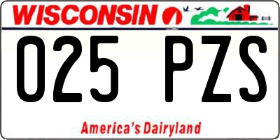 WI license plate 025PZS