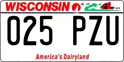 WI license plate 025PZU