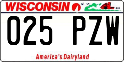 WI license plate 025PZW