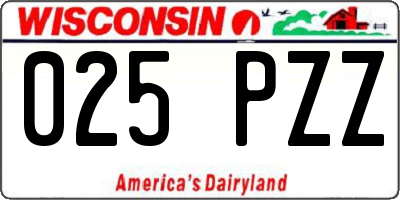 WI license plate 025PZZ