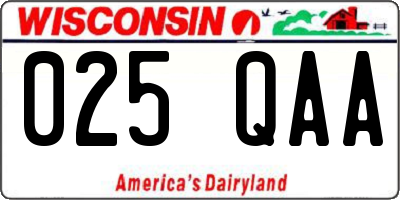 WI license plate 025QAA